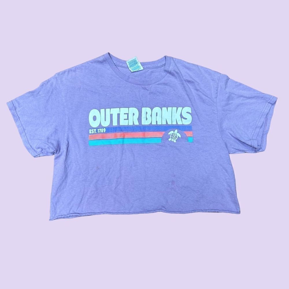 Vintage Outer Banks Purple Crop Top // coconut girl summer 2000s surf beach tee